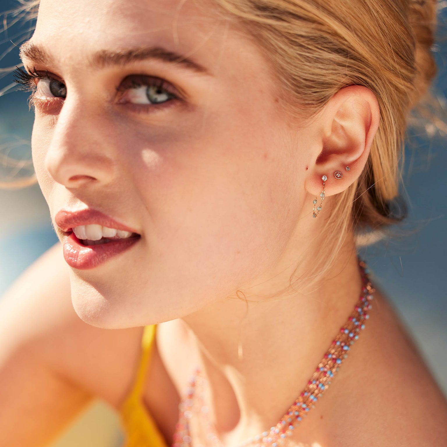 Gigi Clozeau - Boucles d'oreilles aqua Gigi Suprême, or rose, diamants