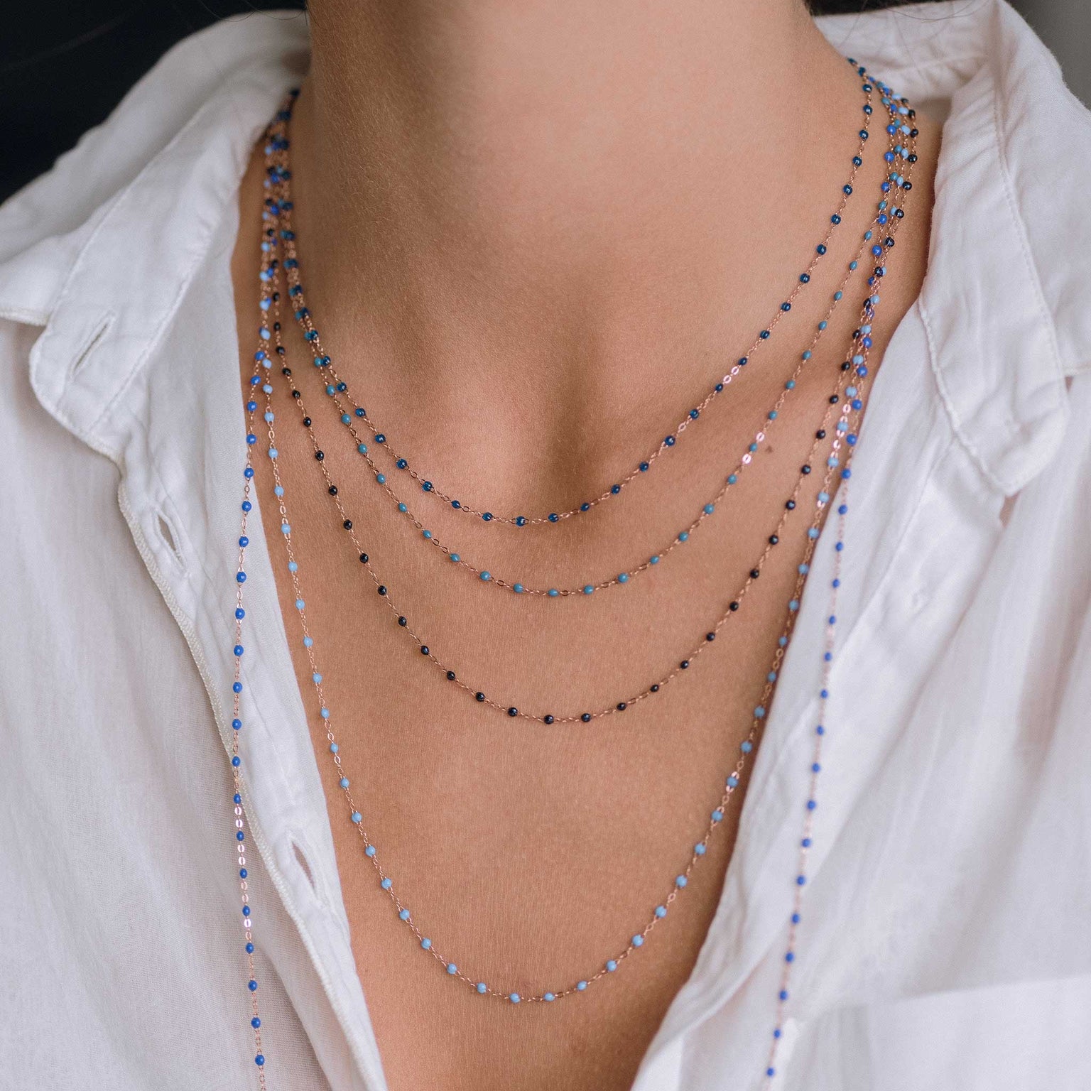 Gigi Clozeau - Collier saphir Classique Gigi, or rose, 42 cm