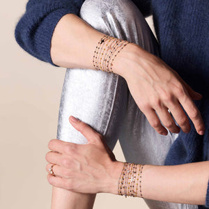 Gigi Clozeau - Classic Cross Vintage Diamond Silver bracelet, Rose Gold, 17 cm