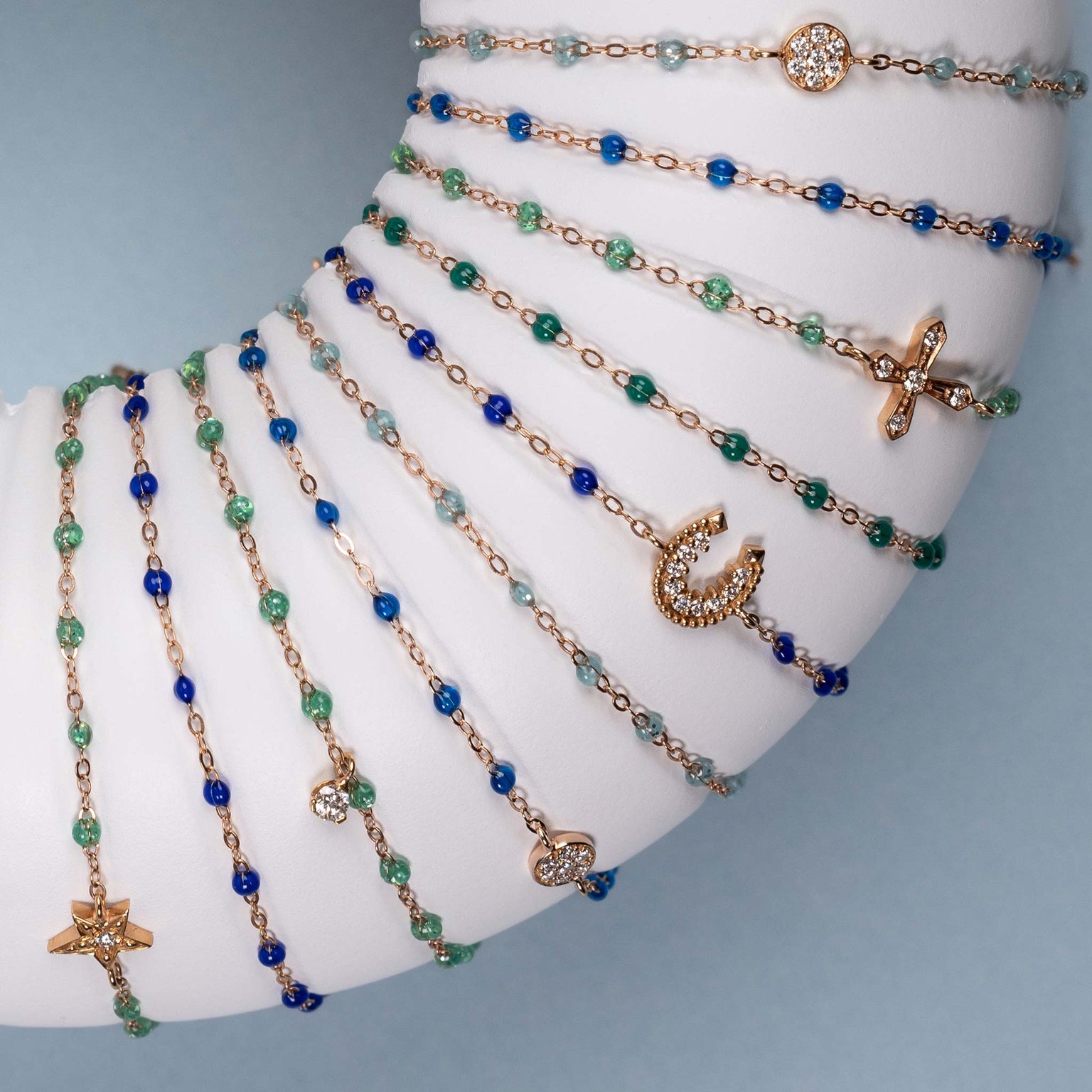 Gigi Clozeau - Bracelet menthe Etoile diamant, or rose, 17 cm