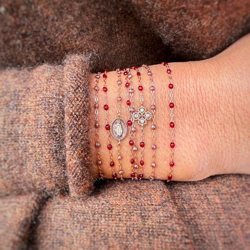 Gigi Clozeau - Bracelet rouge Classique Gigi, or rose, 17 cm