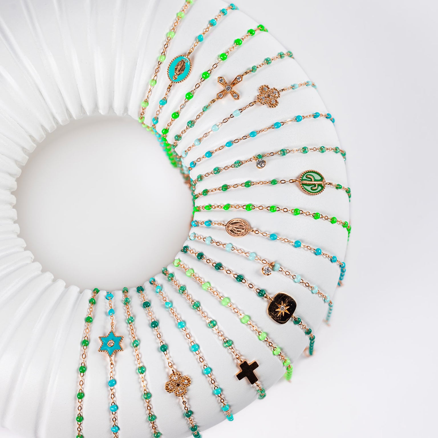 Gigi Clozeau - Bracelet turquoise vert Classique Gigi, or rose, 15 cm