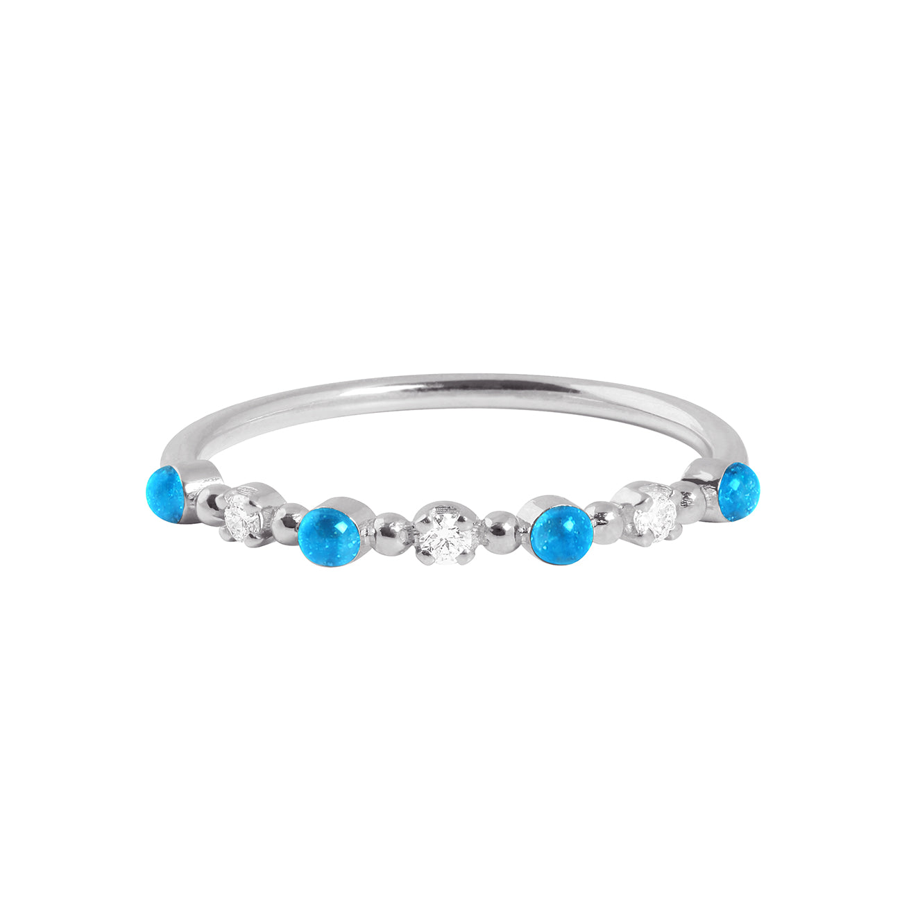 Gigi Clozeau - Bague azur Classique Gigi, 3 diamants, or blanc, T 52