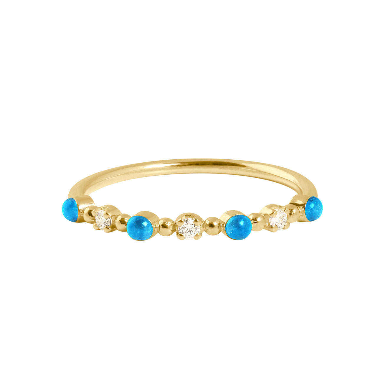 Gigi Clozeau - Bague azur Classique Gigi, 3 diamants, or jaune, T 52