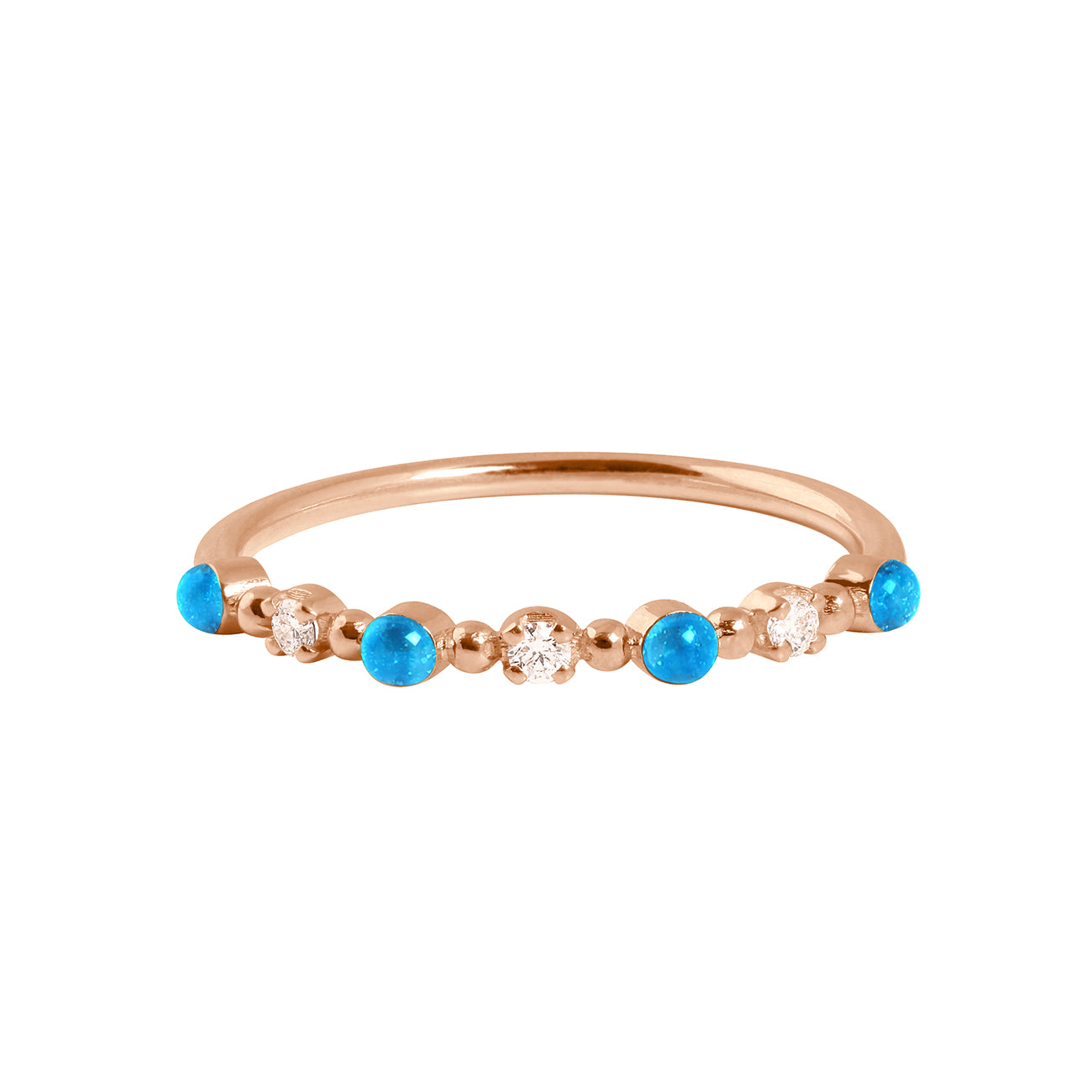 Gigi Clozeau - Bague azur Classique Gigi, 3 diamants, or rose, T 52