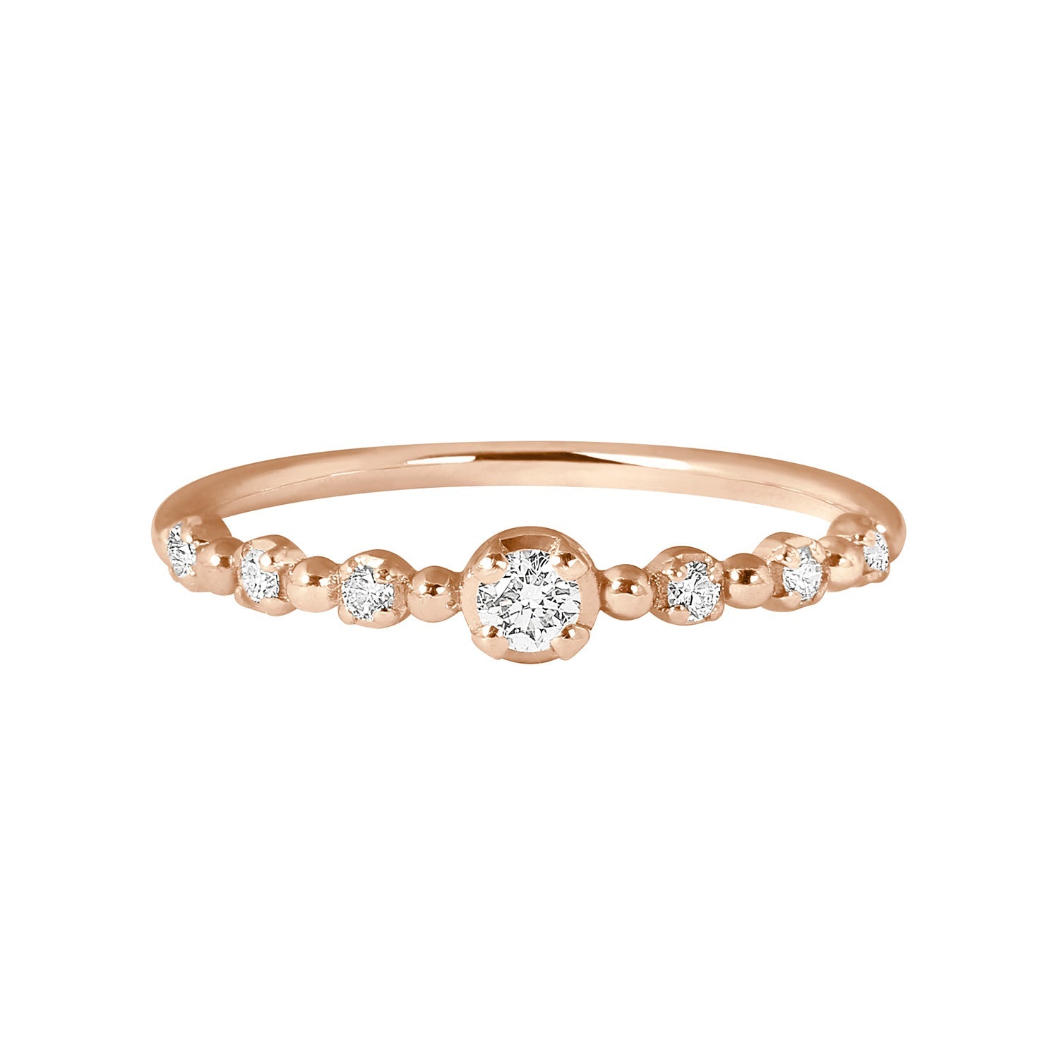 Gigi Clozeau - Bague Solitaire Gigi, diamants, or rose, T 53