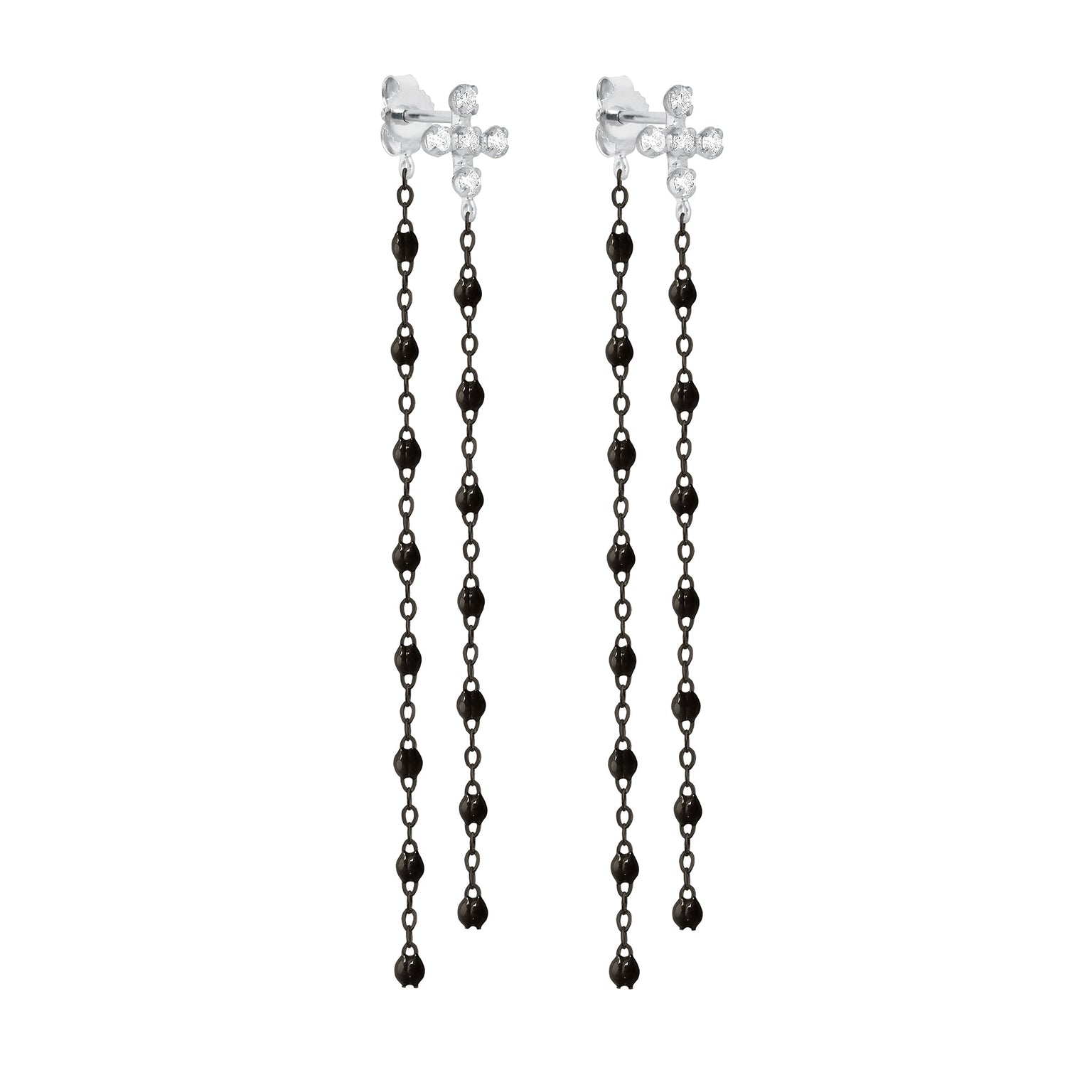 Gigi Clozeau - Boucles d'oreilles Dansantes noires Spark diamants, or noir et blanc