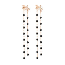 Gigi Clozeau - Boucles d'oreilles Dansantes noires Spark diamants, or rose