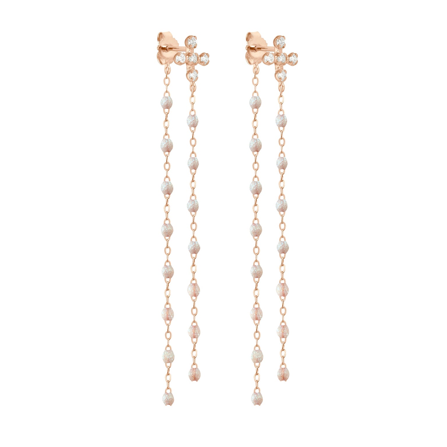 Gigi Clozeau - Boucles d'oreilles Dansantes opale Spark diamants, or rose
