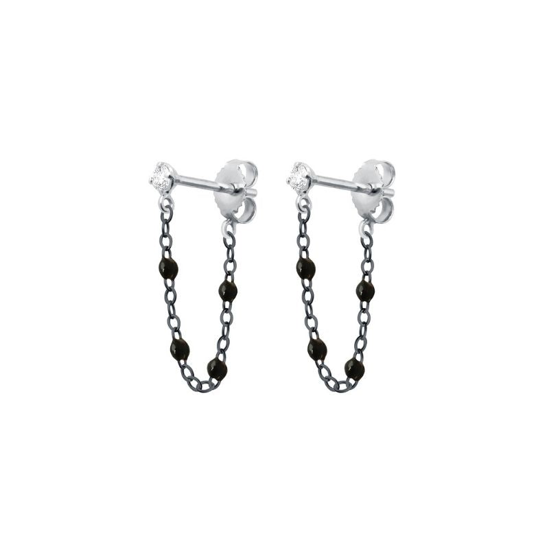 Gigi Clozeau - Boucles d'oreilles noire Gigi Suprême, or noir et blanc, diamants