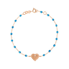 Gigi Clozeau - Bracelet azur Cœur Lumière, diamant, or rose, 17 cm