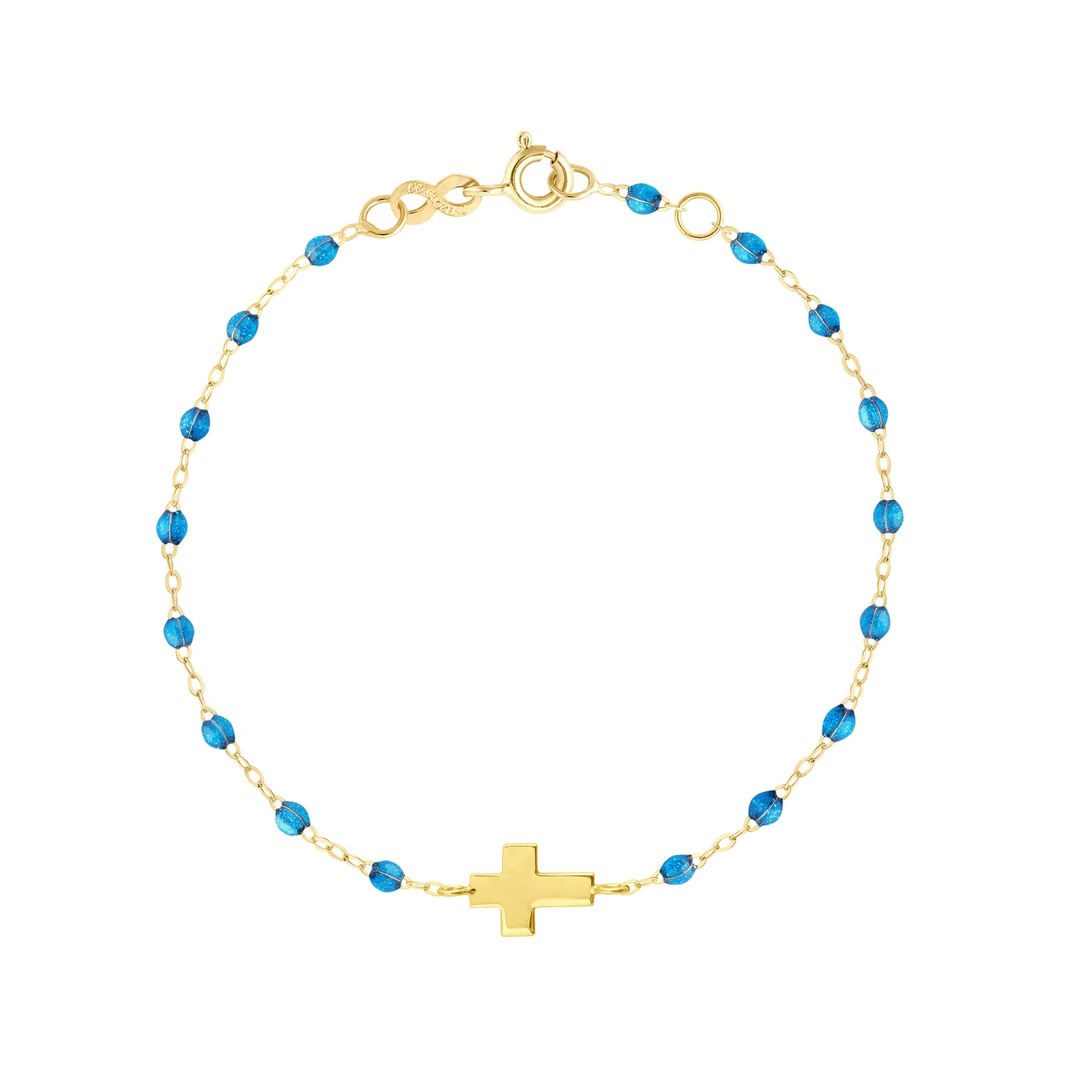 Gigi Clozeau - Bracelet azur Croix, or jaune, 17 cm