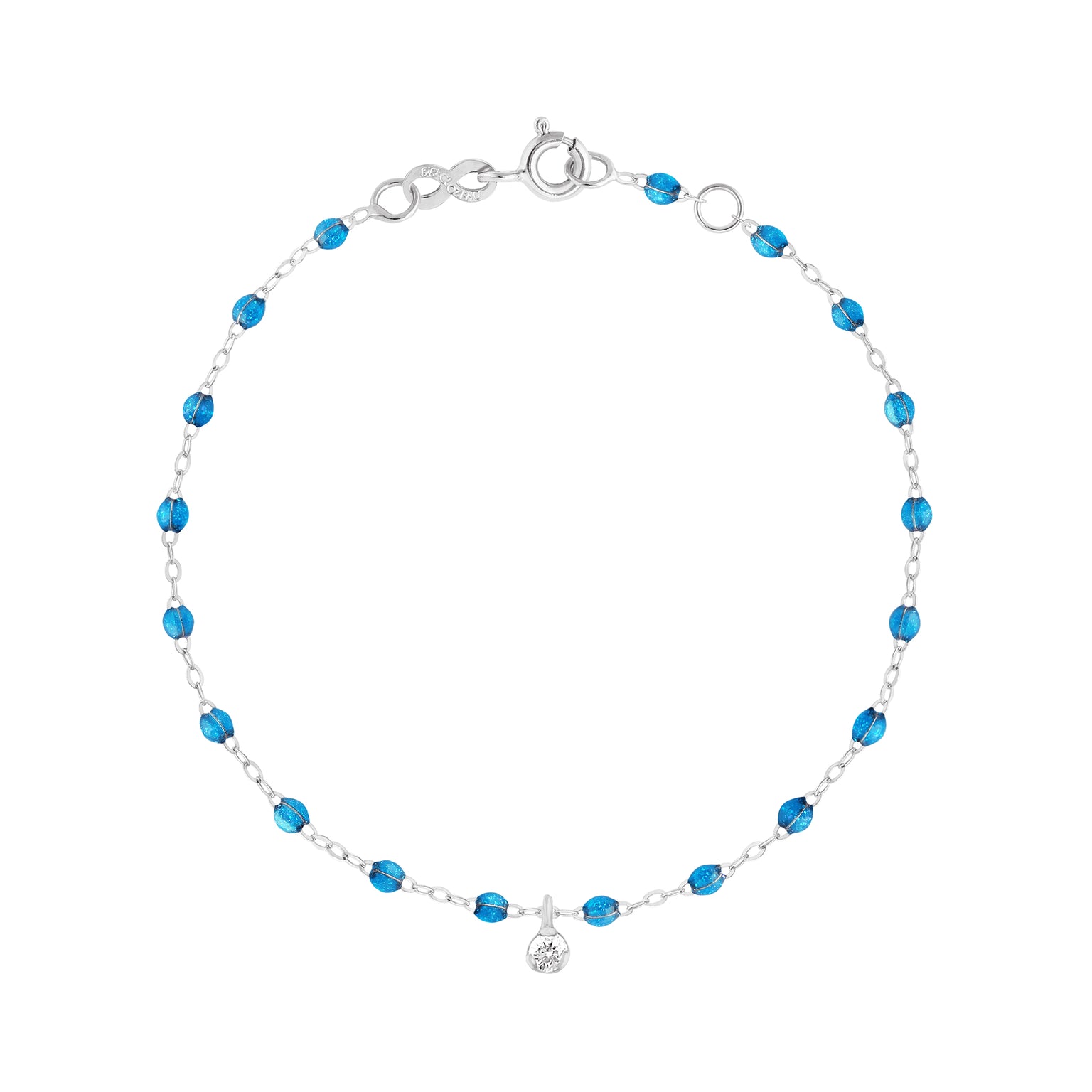 Gigi Clozeau - Bracelet azur Gigi Suprême, or blanc, 1 diamant, 17 cm