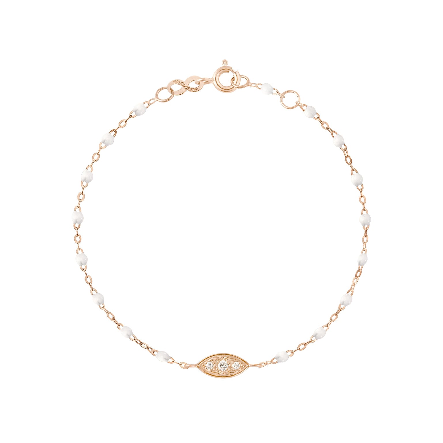 Gigi Clozeau - Bracelet blanc Clin d’œil diamants, or rose, 17 cm