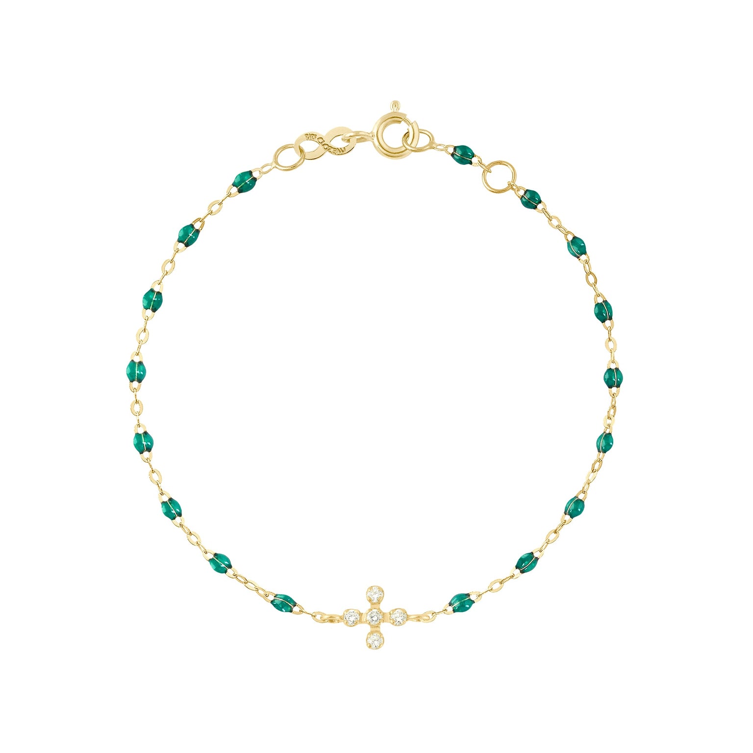 Gigi Clozeau - Bracelet émeraude Spark diamants, or jaune, 17 cm
