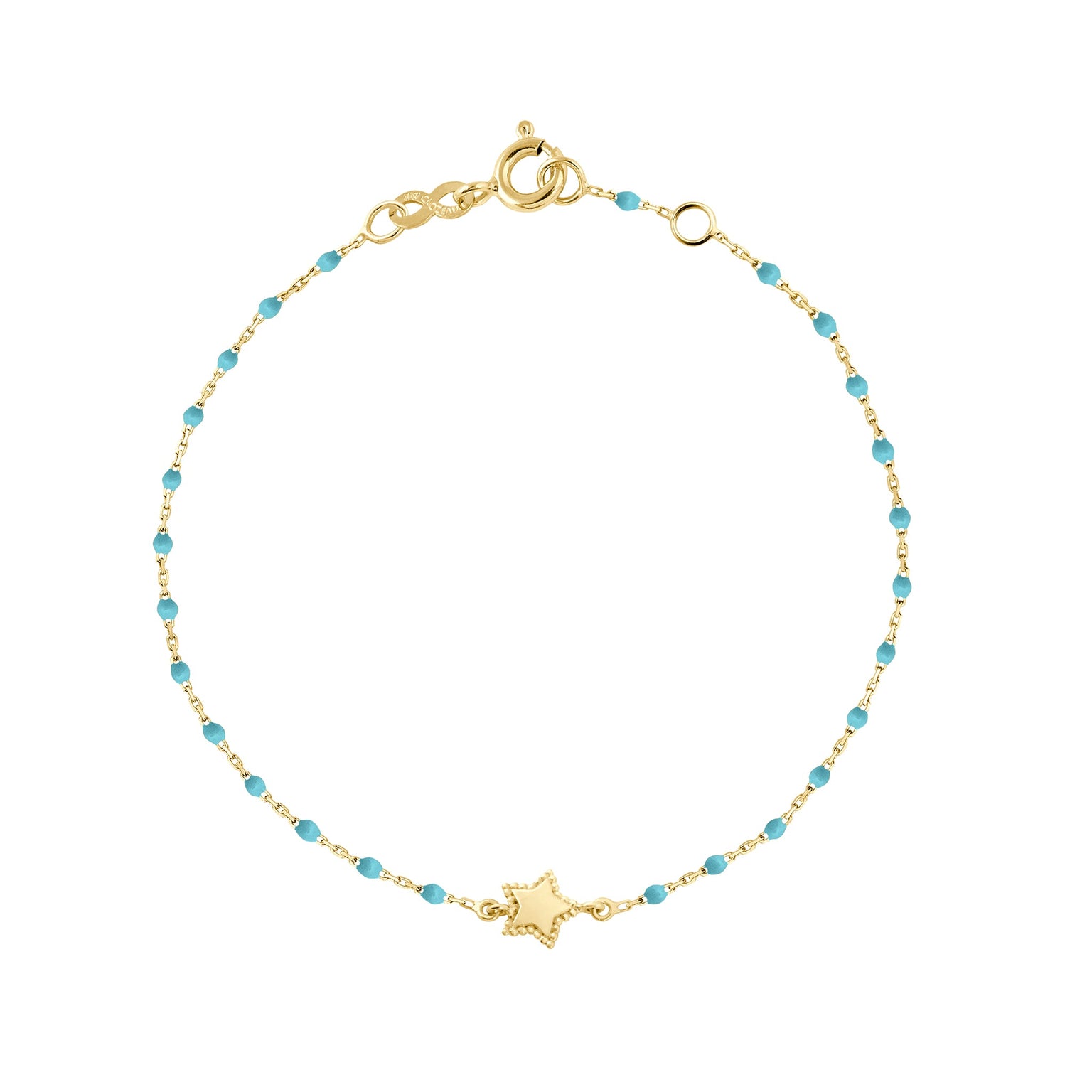 Gigi Clozeau - Bracelet Étoile Mini Gigi, or jaune et mini perles de résine turquoise, 17 cm
