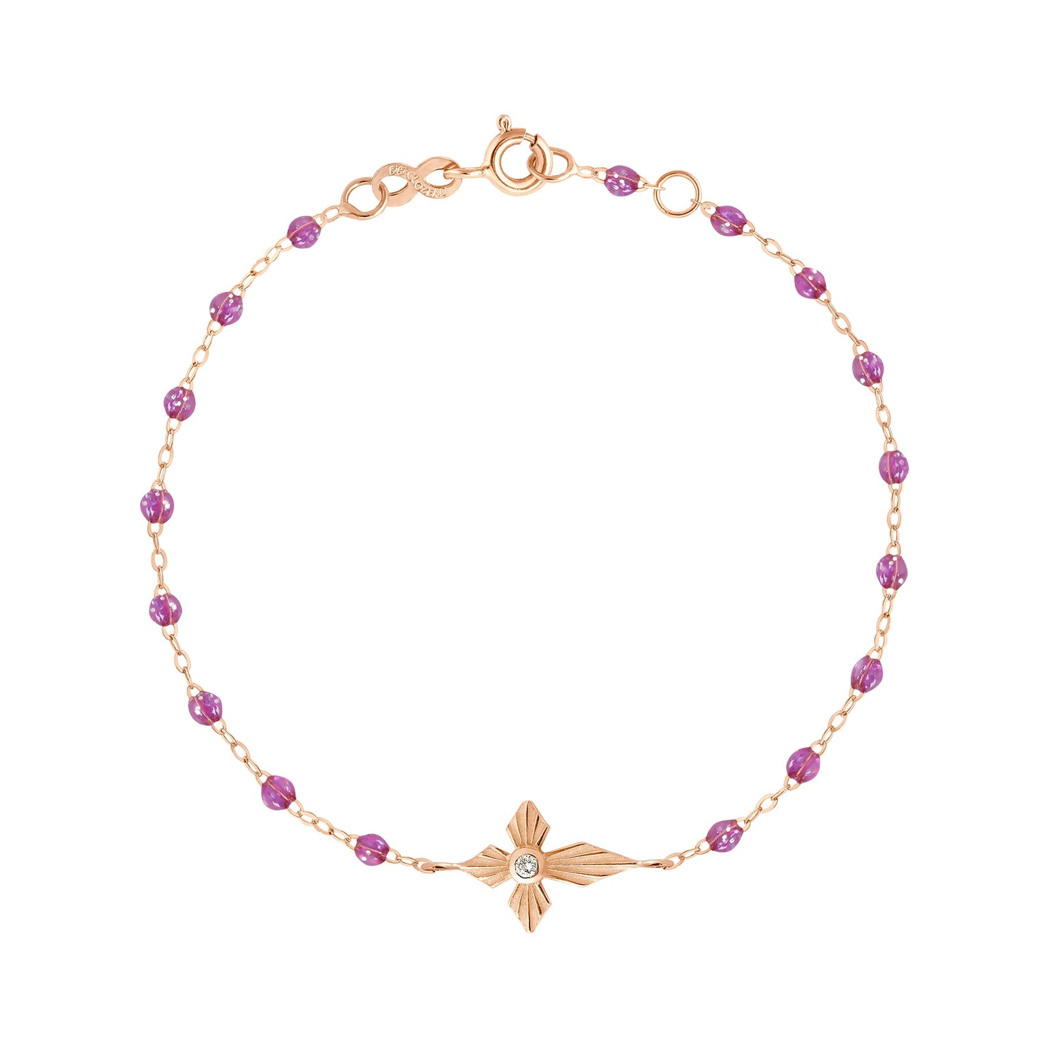 Gigi Clozeau - Bracelet galaxy Croix Lumière, diamant, or rose, 17 cm