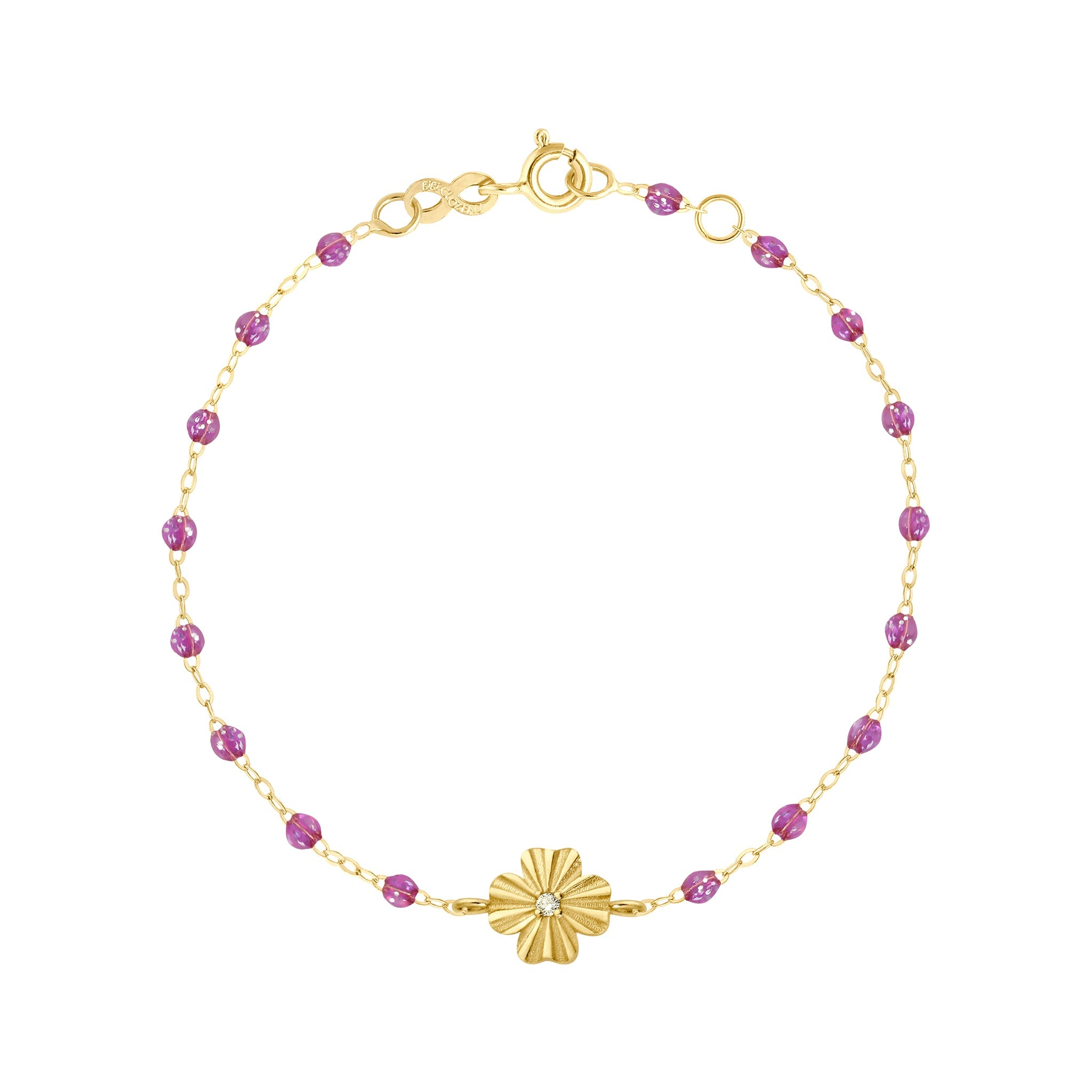 Gigi Clozeau - Bracelet galaxy Trèfle Lumière, diamant, or jaune, 17 cm