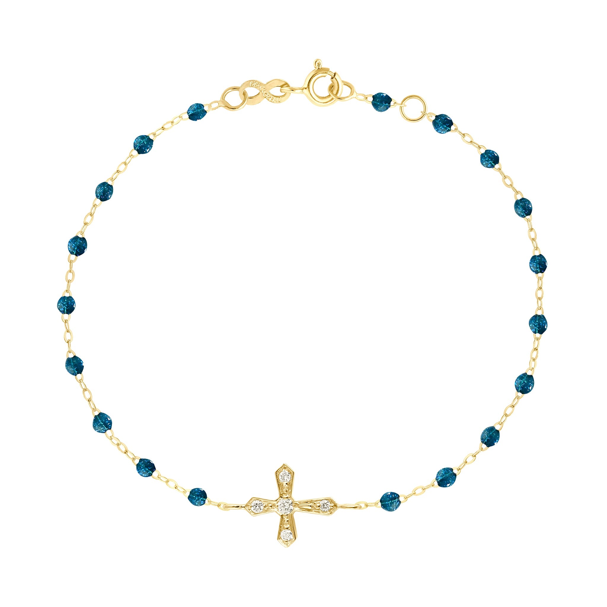 Gigi Clozeau - Bracelet jungle Croix Vintage, diamants, or jaune, 17 cm