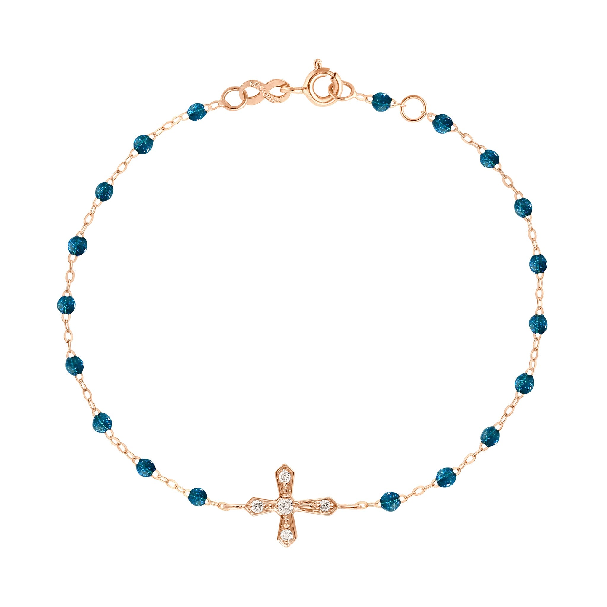 Gigi Clozeau - Bracelet jungle Croix Vintage, diamants, or rose, 17 cm