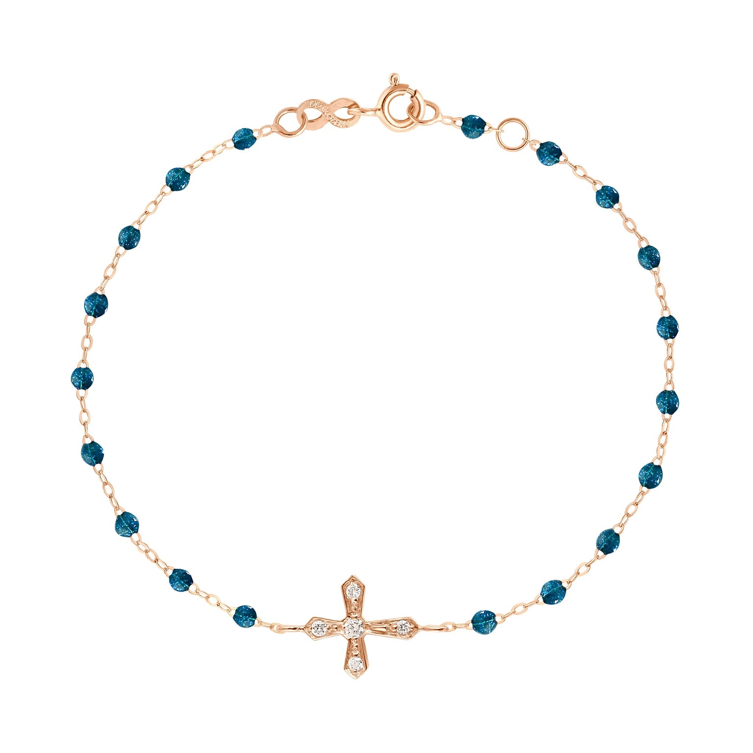 Gigi Clozeau - Bracelet jungle Croix Vintage, diamants, or rose, 17 cm