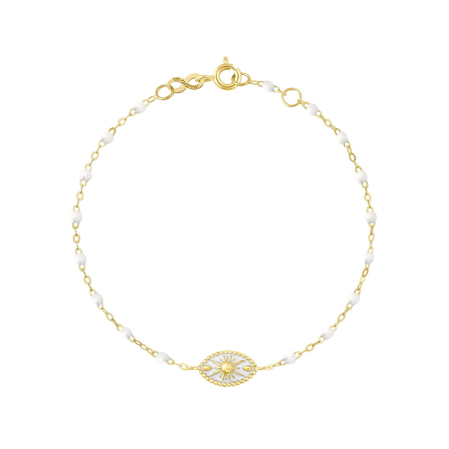 Gigi Clozeau - Bracelet Karma résine blanche, or jaune, 17cm