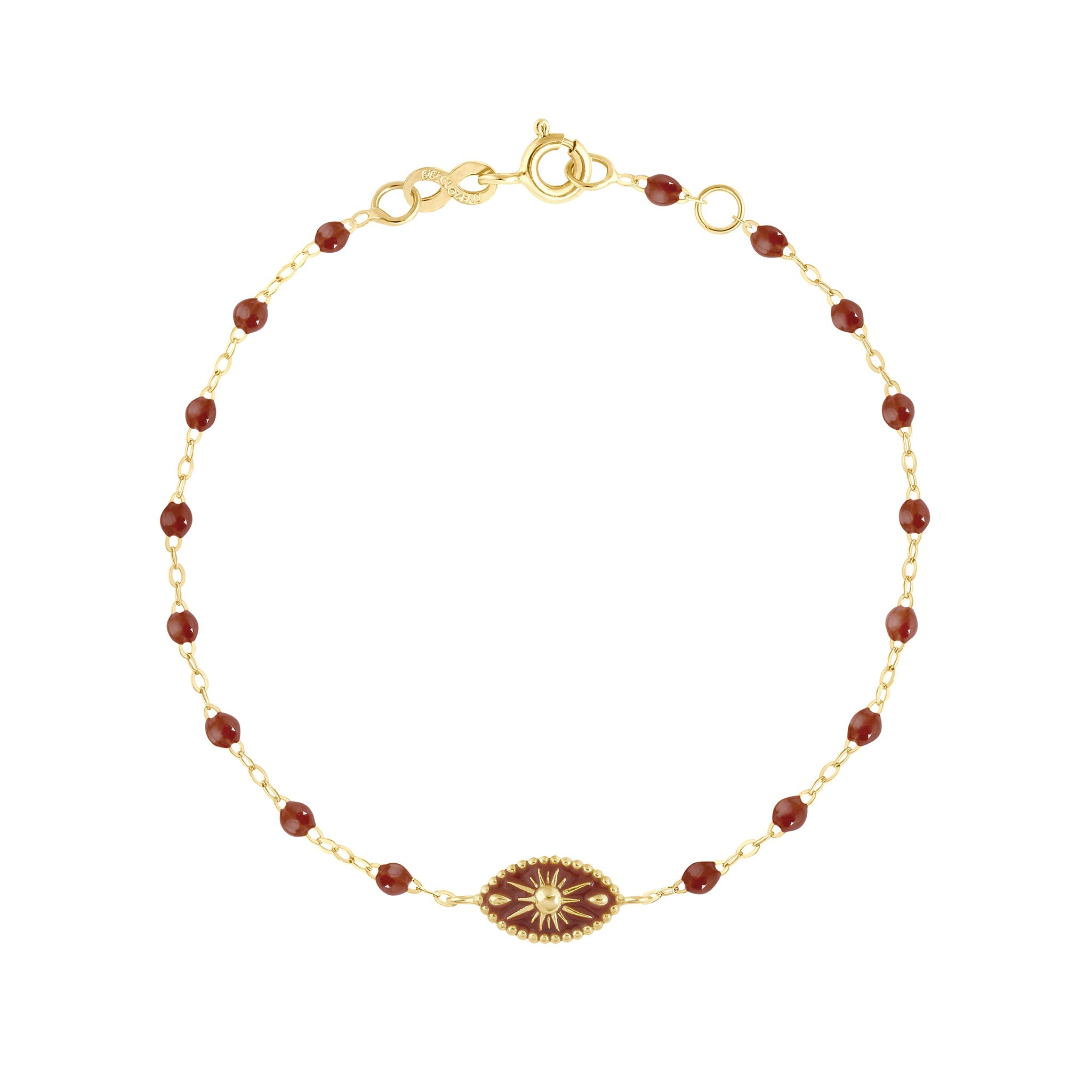 Gigi Clozeau - Bracelet Karma résine moka, or jaune, 17cm