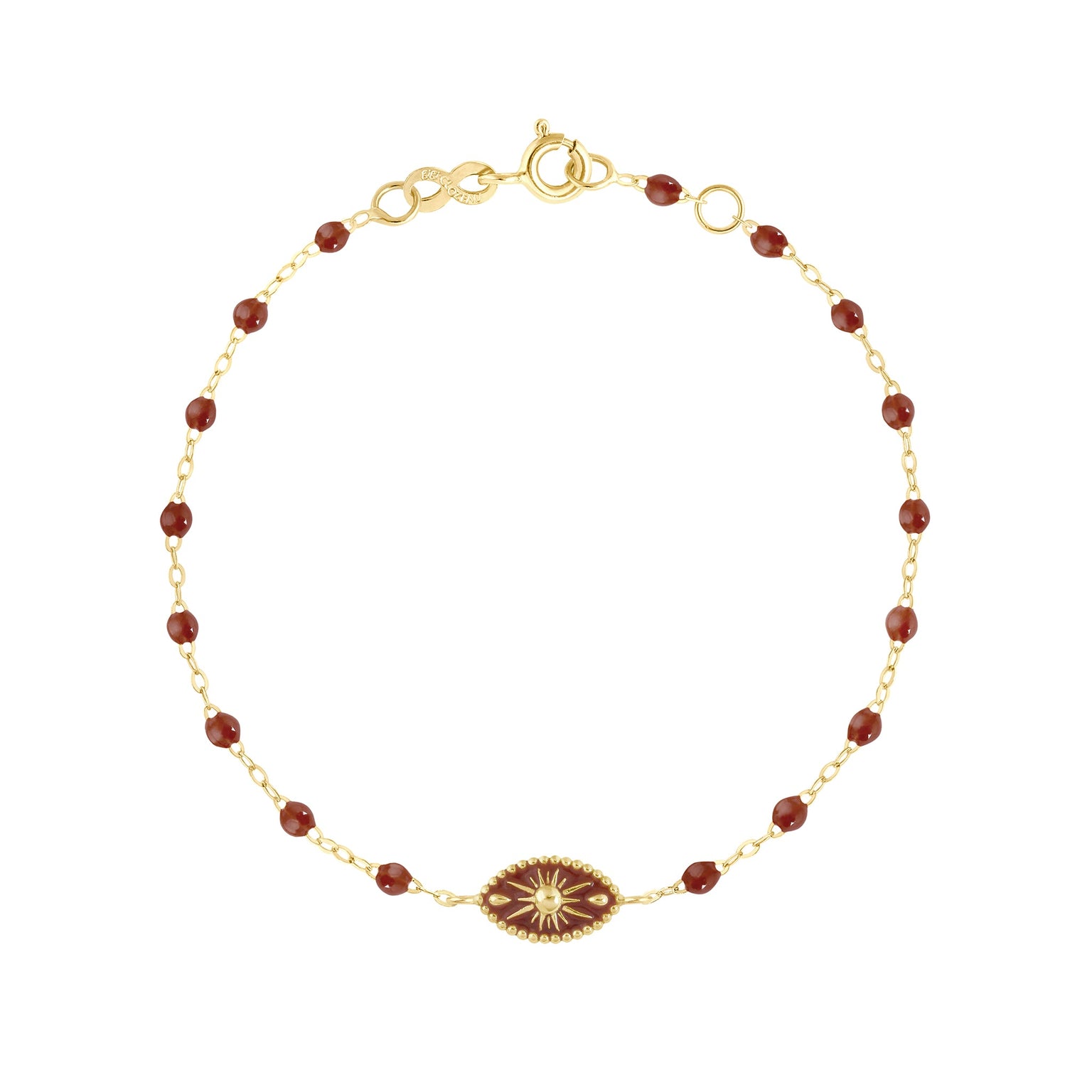 Gigi Clozeau - Bracelet Karma résine moka, or jaune, 17cm