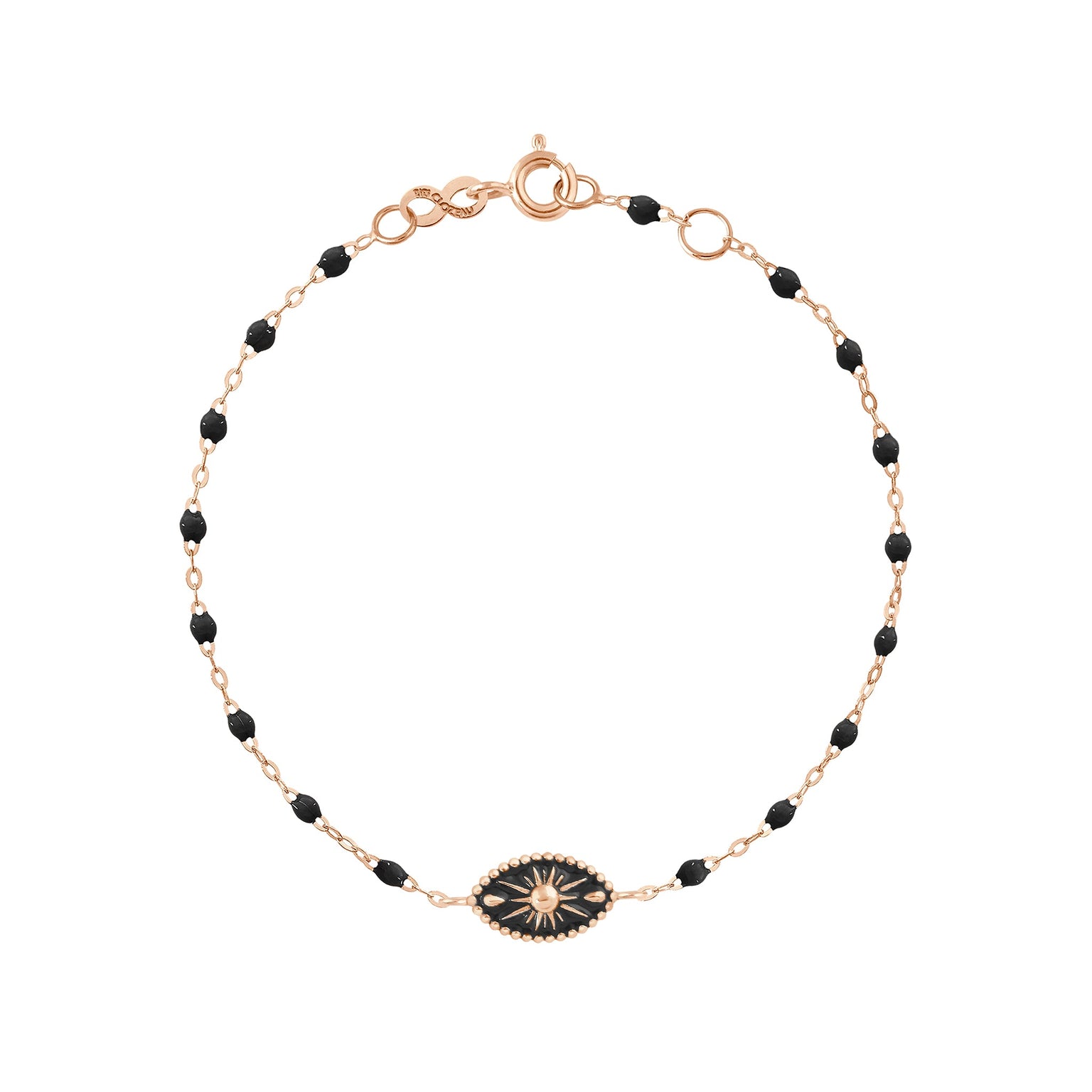 Gigi Clozeau - Bracelet Karma résine noire, or rose, 17cm