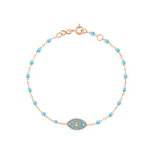 Gigi Clozeau - Bracelet Karma résine turquoise, or rose, 17cm