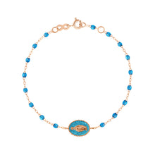 Gigi Clozeau - Bracelet Madone résine azur, or rose, 17 cm