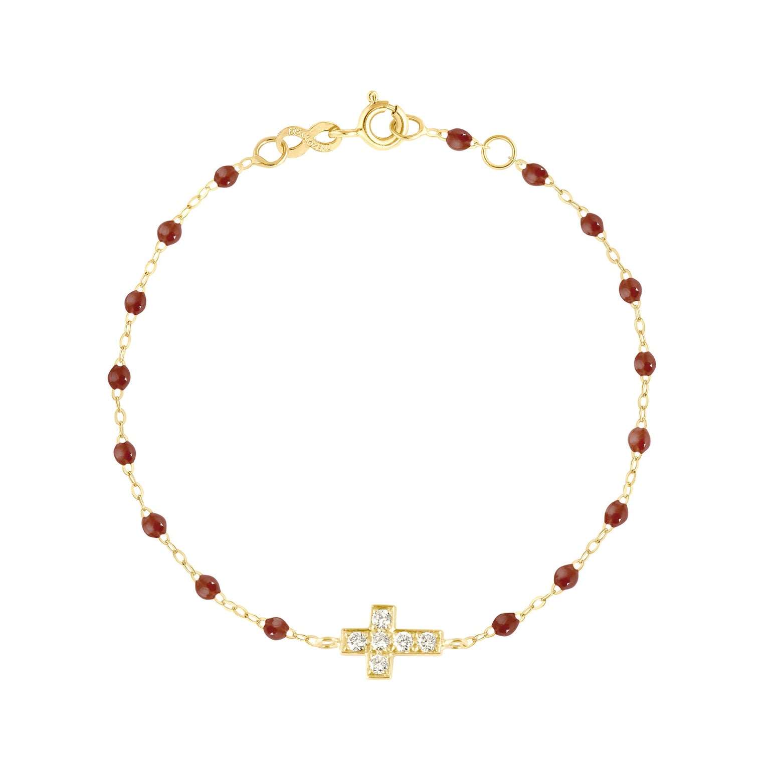 Gigi Clozeau - Bracelet moka Croix diamants, or jaune, 17 cm