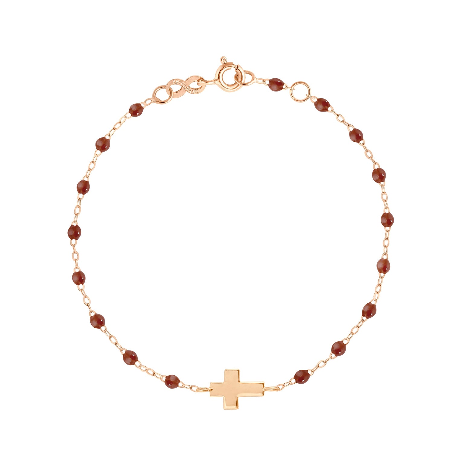 Gigi Clozeau - Bracelet moka Croix, or rose, 17 cm