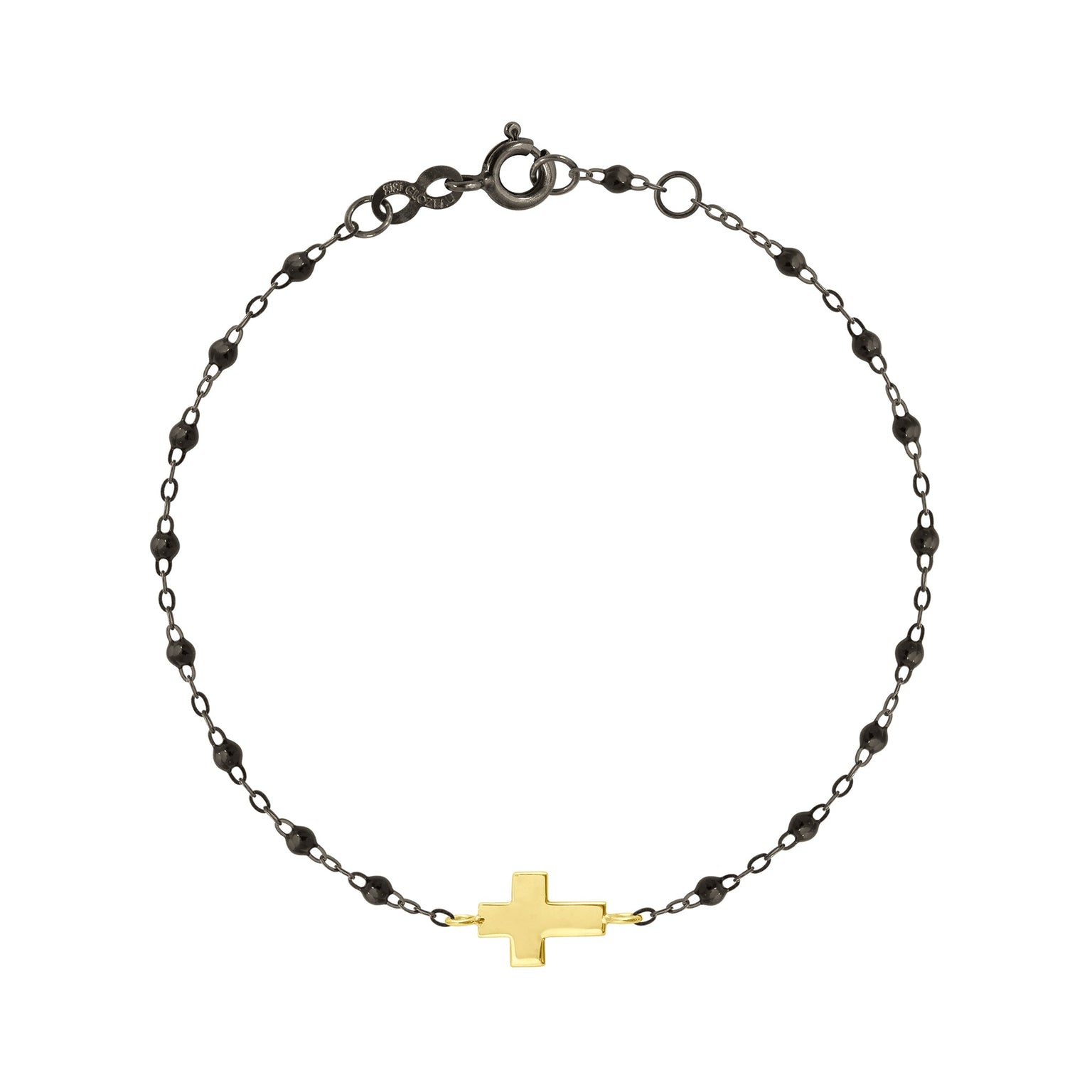 Gigi Clozeau - Bracelet noir Croix, or noir et jaune, 17 cm