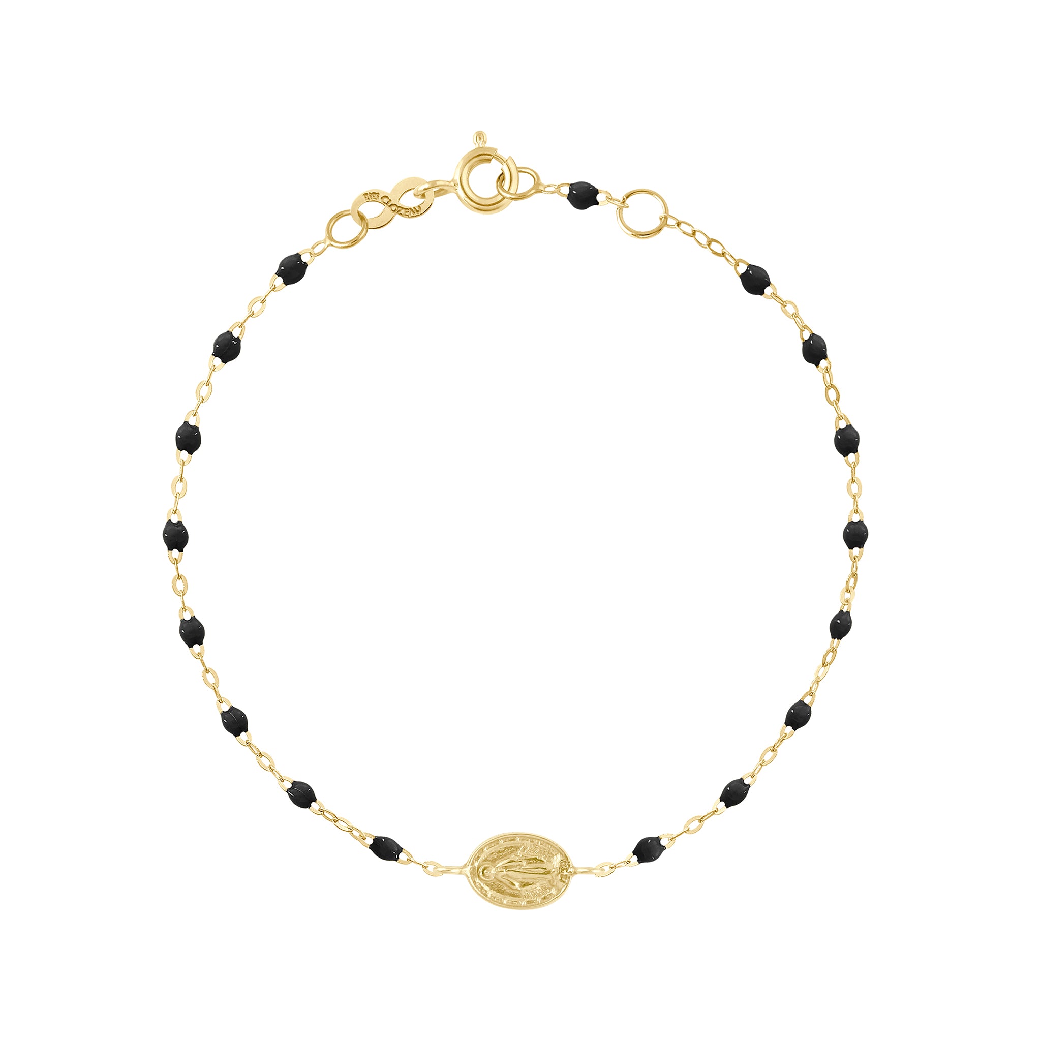 Gigi Clozeau - Bracelet noir Madone, or jaune, 17 cm 