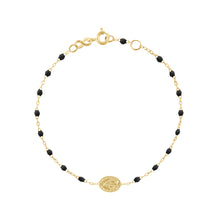 Gigi Clozeau - Bracelet noir Madone, or jaune, 17 cm 