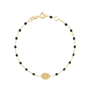 Gigi Clozeau - Bracelet noir Madone, or jaune, 17 cm 
