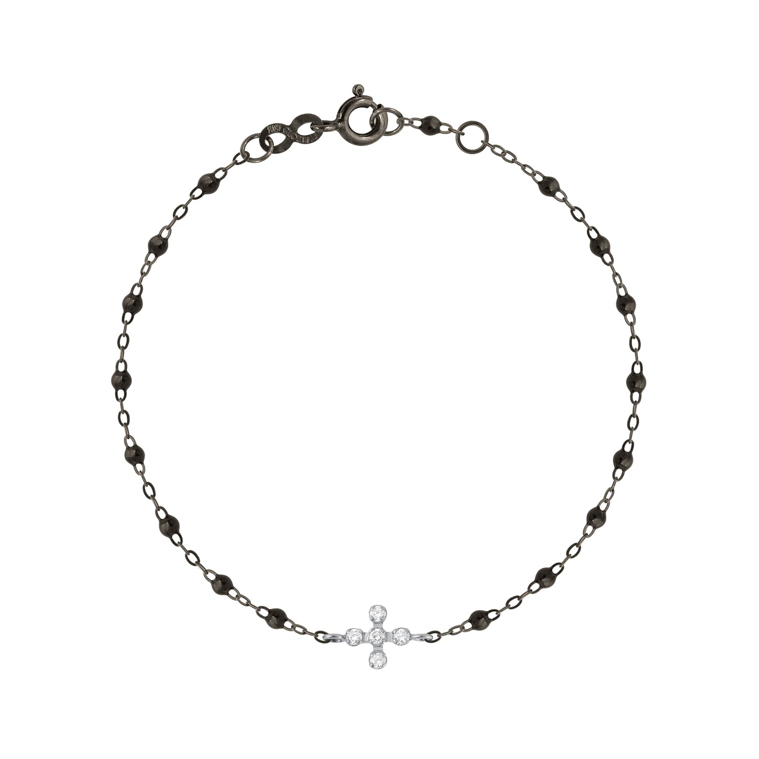 Gigi Clozeau - Bracelet noir Spark diamants, or noir et blanc, 17 cm