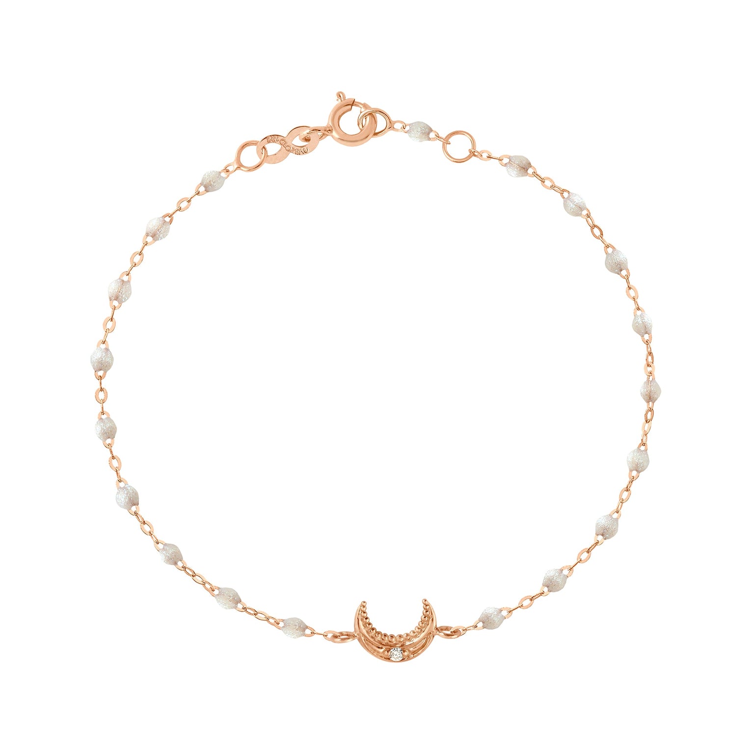 Gigi Clozeau - Bracelet opale Lune, diamant, or rose, 17 cm