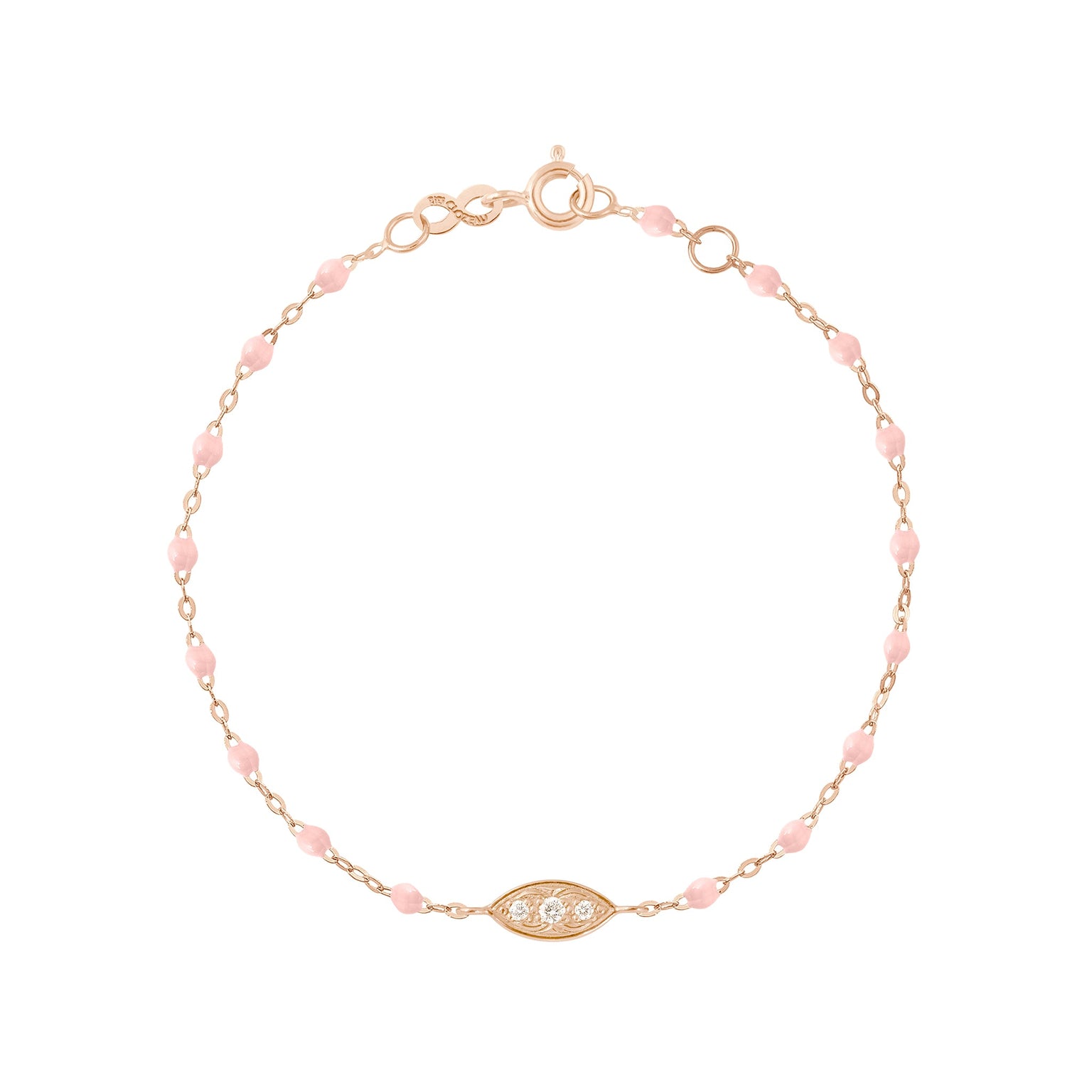 Gigi Clozeau - Bracelet rose bébé Clin d’œil diamants, or rose, 17 cm