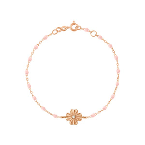 Gigi Clozeau - Bracelet rose bébé Trèfle Lumière, diamant, or rose, 17 cm
