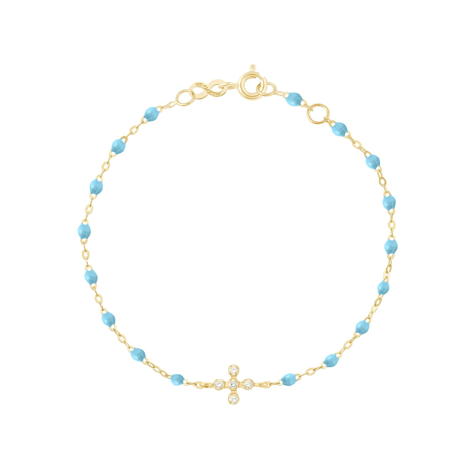 Gigi Clozeau - Bracelet turquoise Spark diamants, or jaune, 17 cm