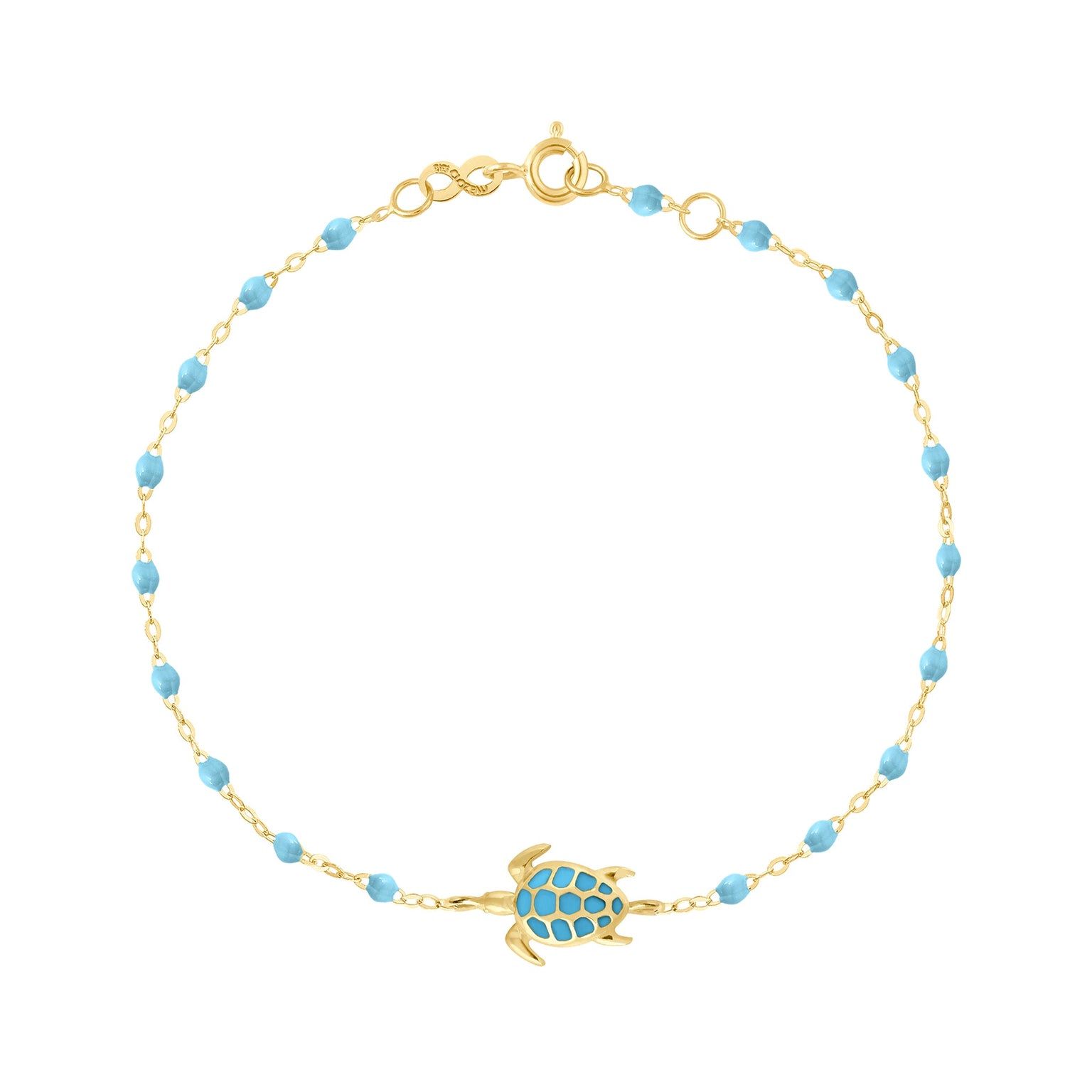 Gigi Clozeau - Bracelet turquoise Tortue, or jaune, 17 cm
