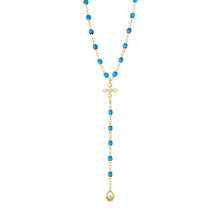 Gigi Clozeau - Chapelet azur Spark diamants, or jaune, 45 cm
