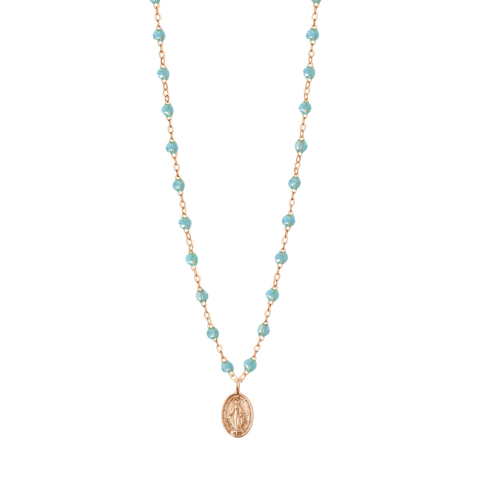 Gigi Clozeau - Collier aqua Madone, or rose, 42 cm 