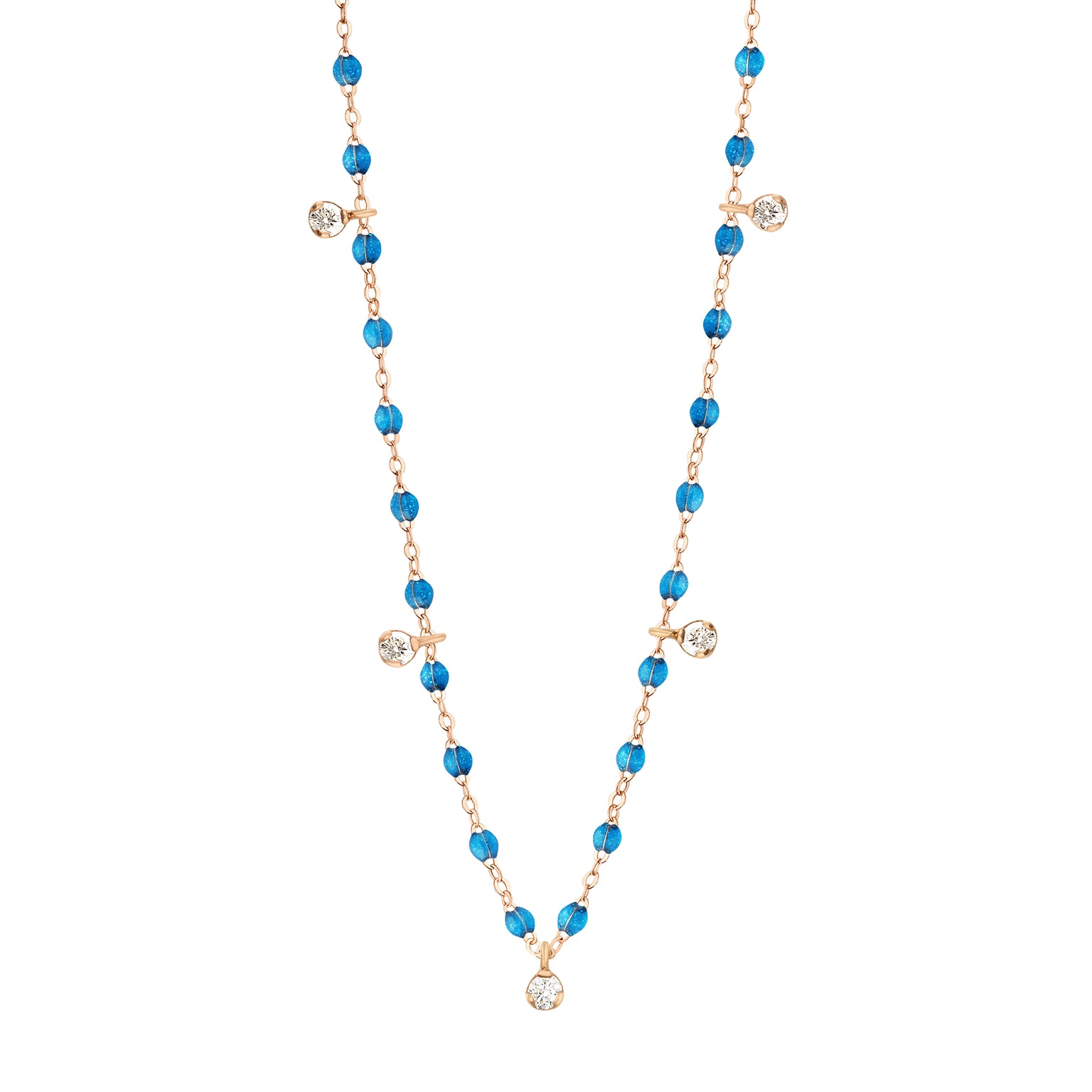 Gigi Clozeau - Collier azur Gigi Suprême, or rose, 5 diamants, 45 cm