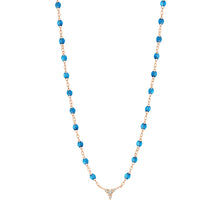 Gigi Clozeau - Collier azur petit Kosmos, diamants, or rose, 42 cm