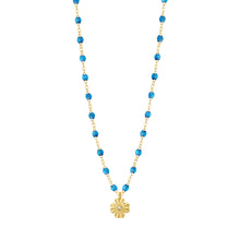 Gigi Clozeau - Collier azur Trèfle Lumière, diamant, or jaune, 42 cm