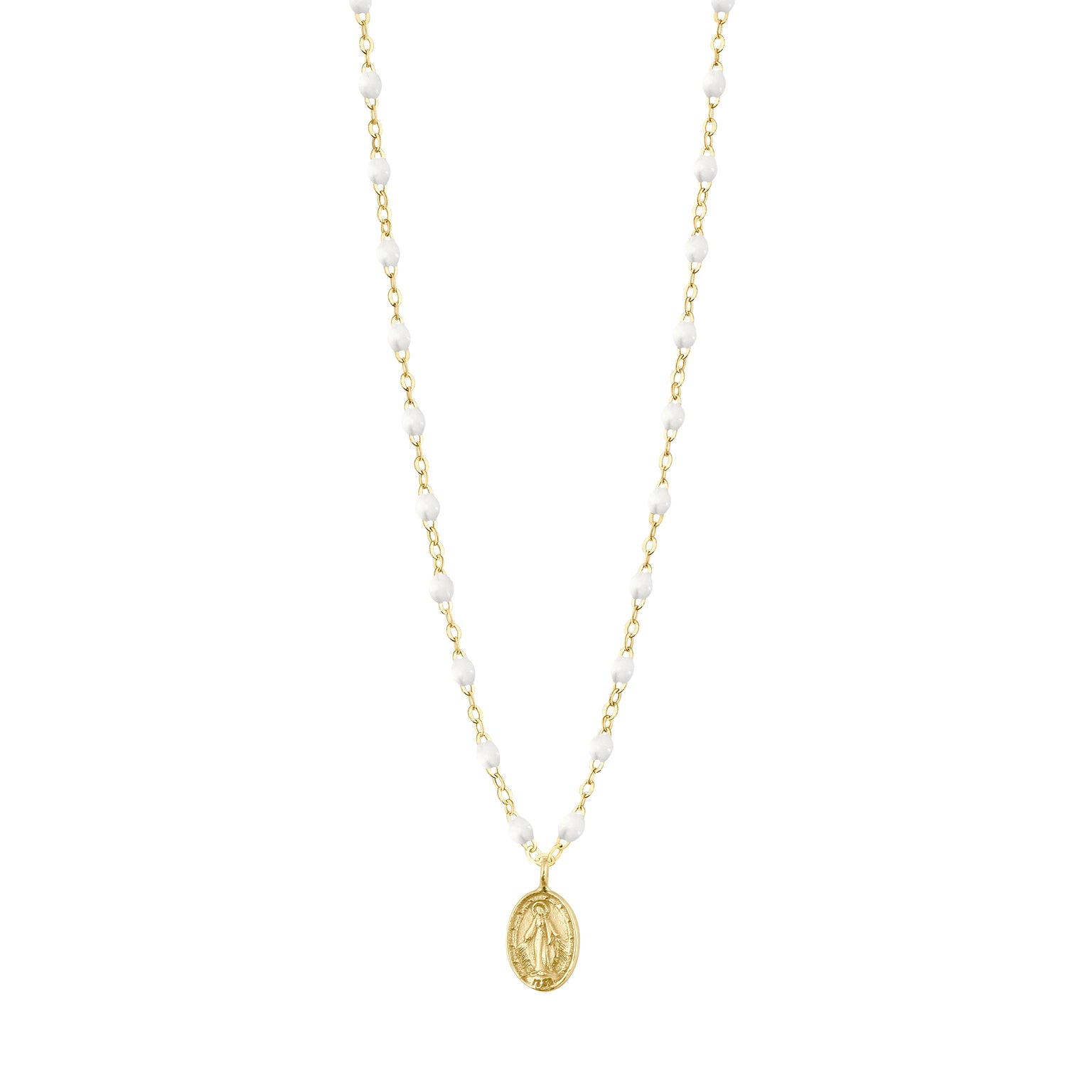 Gigi Clozeau - Collier blanc madone, or jaune, 42 cm 