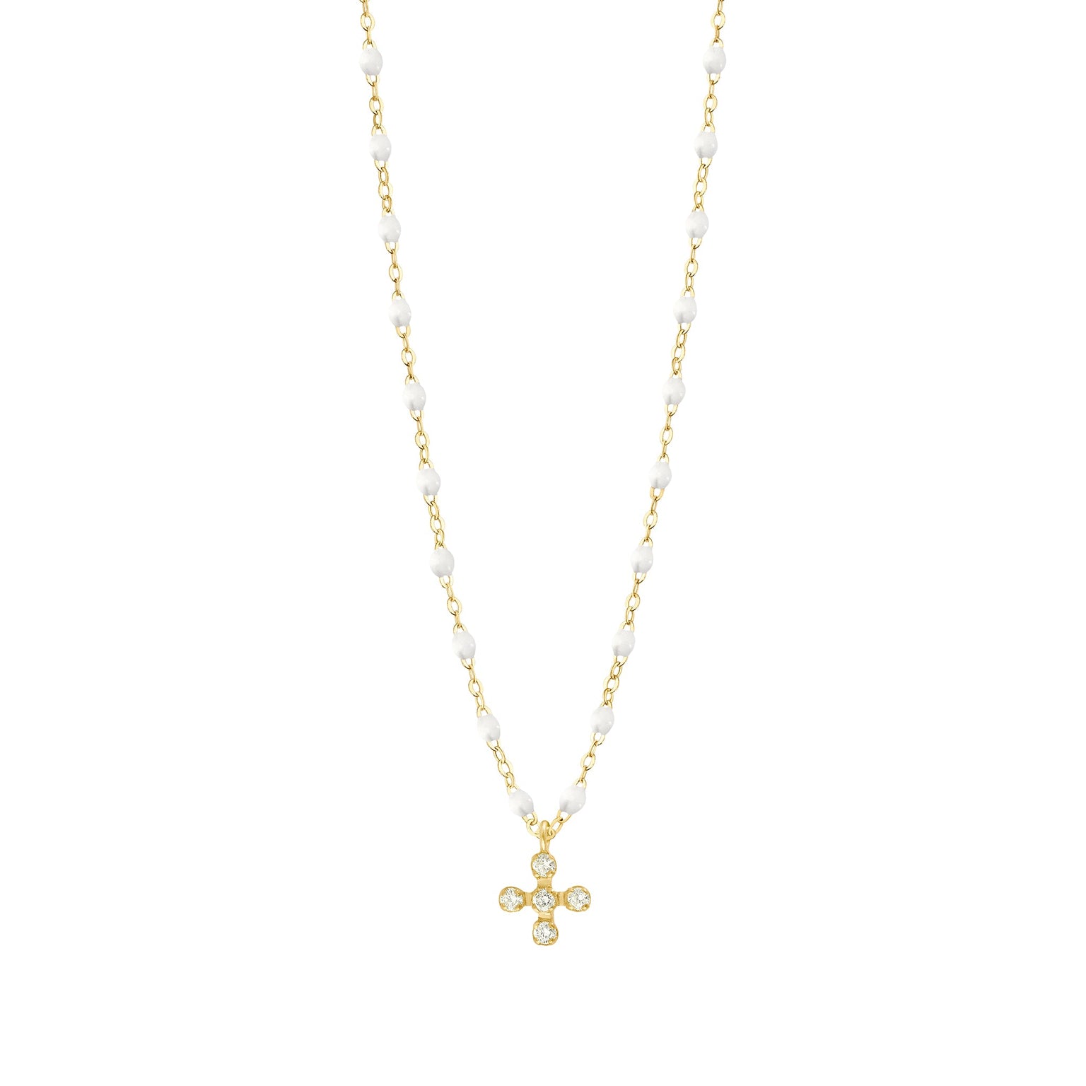 Gigi Clozeau - Collier blanc Spark diamants, or jaune, 42 cm